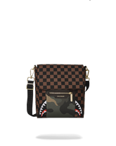 EXTERIOR GOLD ZIP POCKET SHARKS IN PARIS MESSENGER SLING BAG