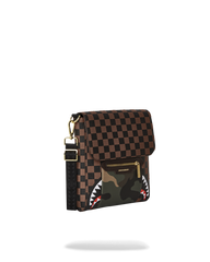 EXTERIOR GOLD ZIP POCKET SHARKS IN PARIS MESSENGER SLING BAG