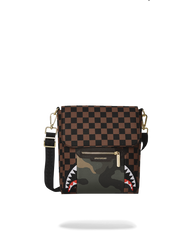 EXTERIOR GOLD ZIP POCKET SHARKS IN PARIS MESSENGER SLING BAG